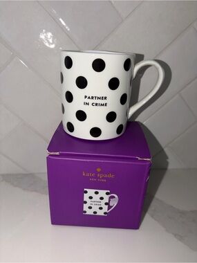 Kate Spade Lenox Chic Speak Partner In Crime Mug polka dot NEW IN BOX NWT